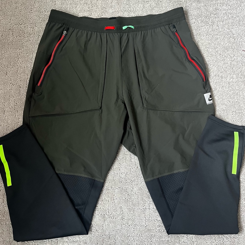 Nike Wild Run Hybrid DriFIT Running Pant Olive Green/Black Mens Med